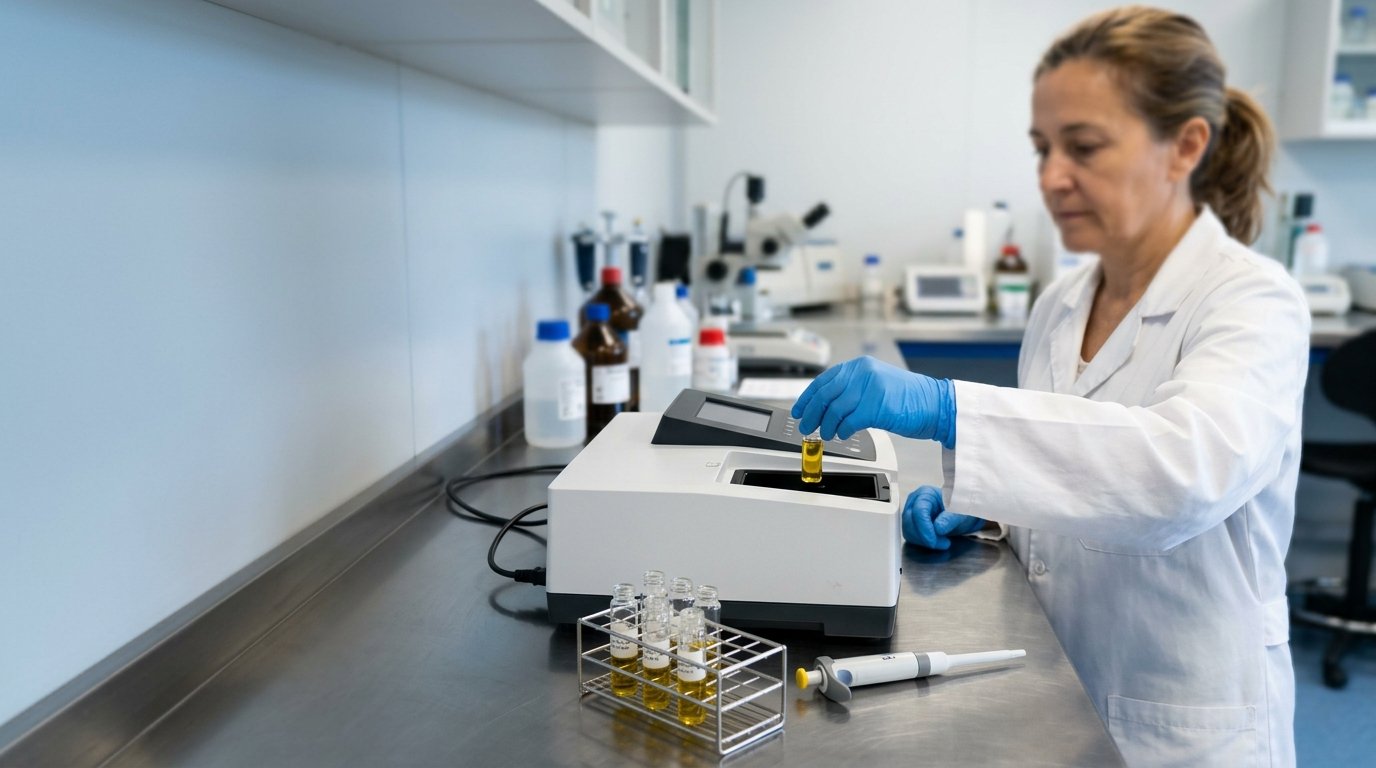 Análisis de laboratorio de muestras de aceite de oliva